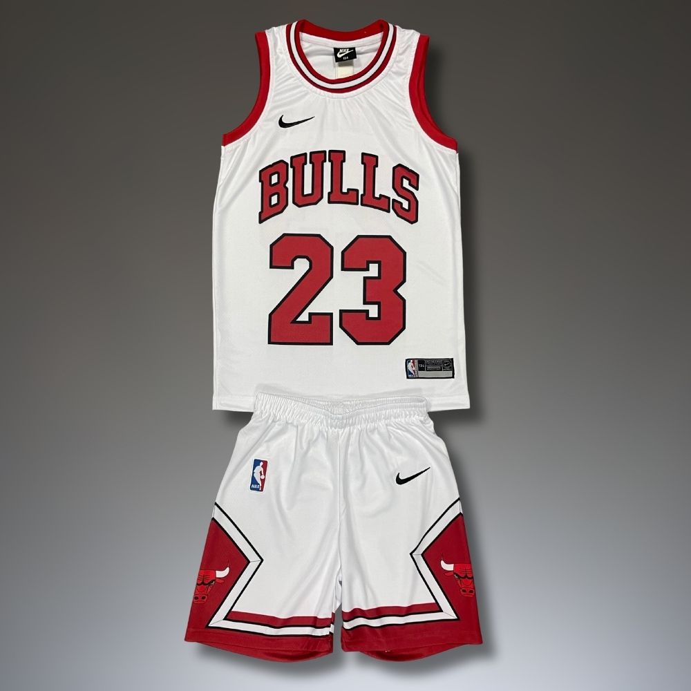 Detská súprava basketbalová, biela, Chicago Bulls, Jordan