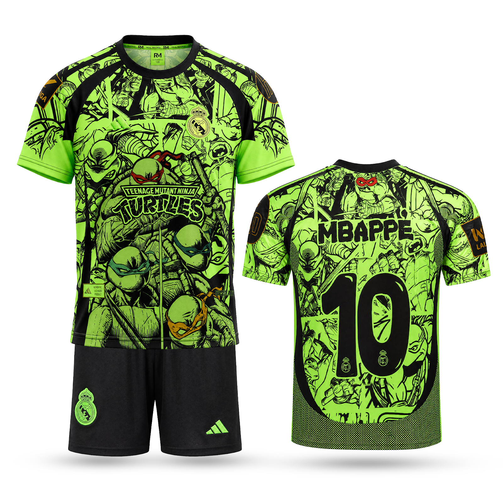 Detská fluorescenčná súprava Real Madrid, Mbappe. Neónová edícia Ninja Turtles 2025