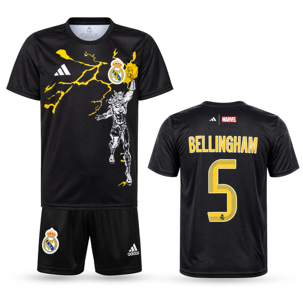 Real Madrid Detský Thor Edition Futbalový Komplet, Bellingham. Thor Edition, Čierny