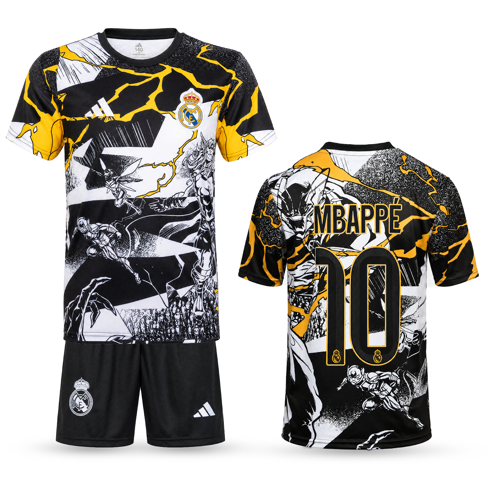 Real Madrid Detský Futbalový Komplet, Mbappé. Thor Edition, Čierno-biely