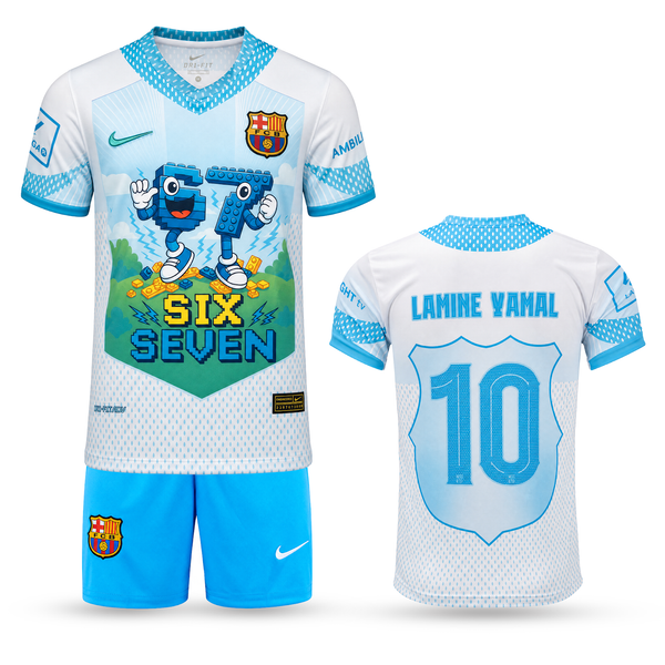 Barcelona Detský Futbalový Komplet, Jamal. Six Seven Edition, Svetlomodrý