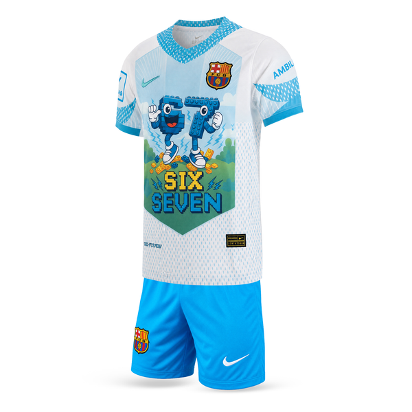 Barcelona Detský Futbalový Komplet, Jamal. Six Seven Edition, Svetlomodrý