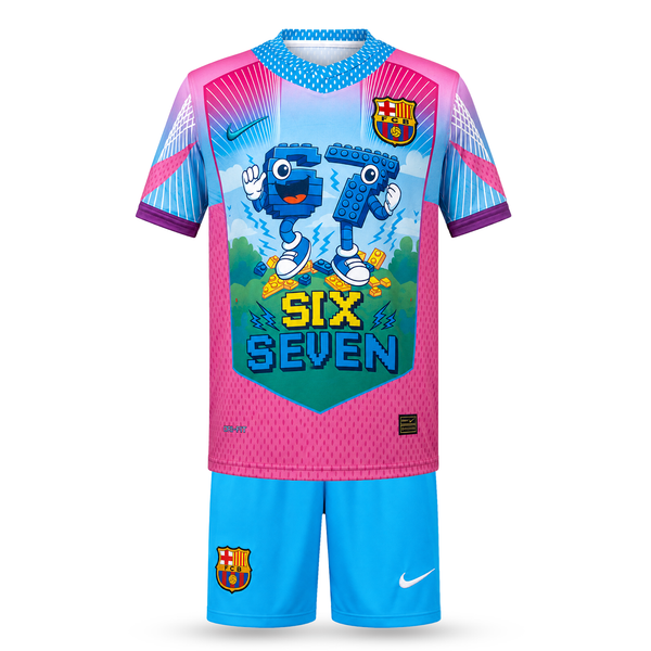 Barcelona Detský Futbalový Komplet, Jamal. Six Seven Edition, Svetlomodro-ružový