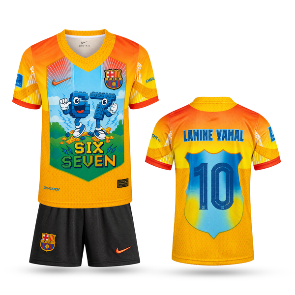 Barcelona Detský Futbalový Komplet, Jamal. Six Seven Edition, Oranžový