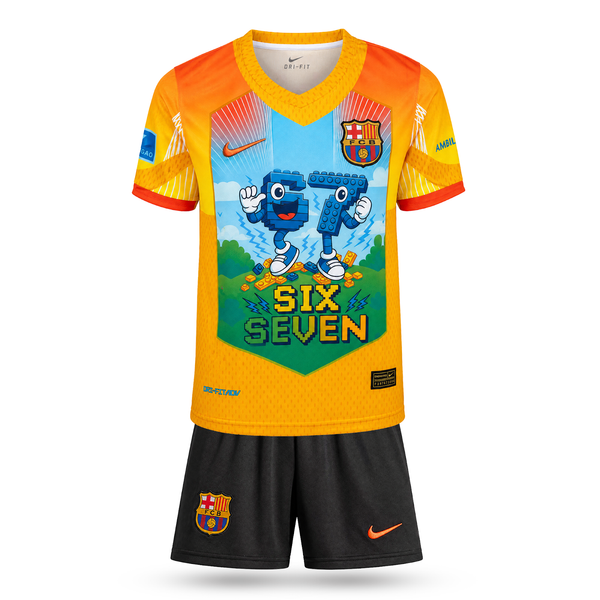 Barcelona Detský Futbalový Komplet, Jamal. Six Seven Edition, Oranžový