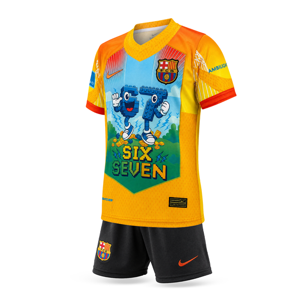 Barcelona Detský Futbalový Komplet, Jamal. Six Seven Edition, Oranžový