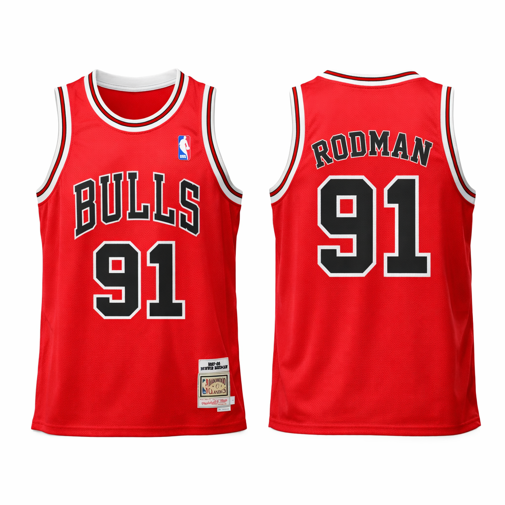 Chicago Bulls Pánsky Retro Basketbalový Dres, Rodman. Hardwood Classics, Červený