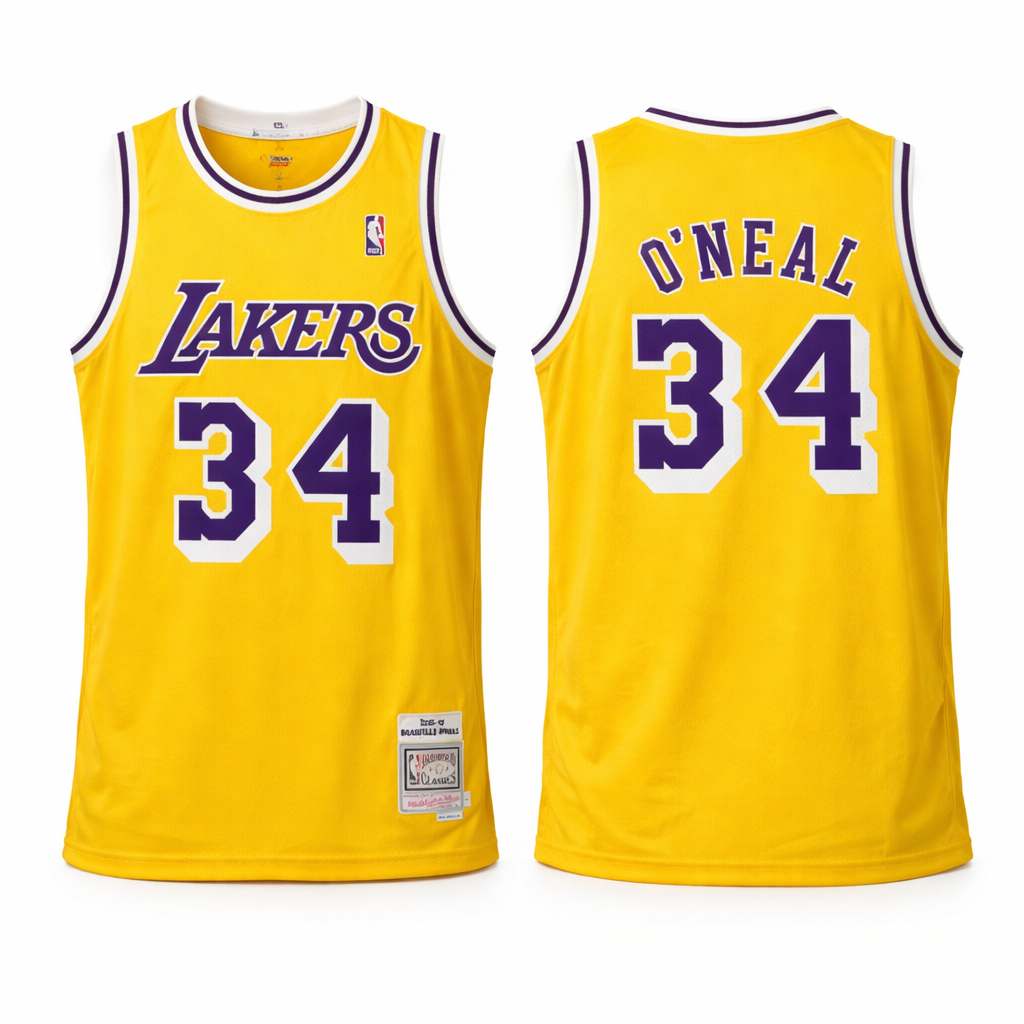 LA Lakers Pánsky Retro Basketbalový Dres, O'Neil. Retro Hardwood Classics, Žltý