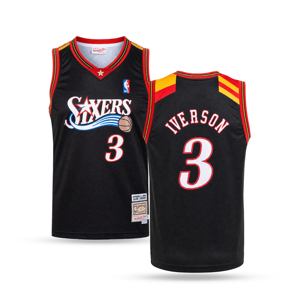 Philadelphia 76ers Pánsky Retro Basketbalový Dres, Iverson. Hardwood Classics, Čierny