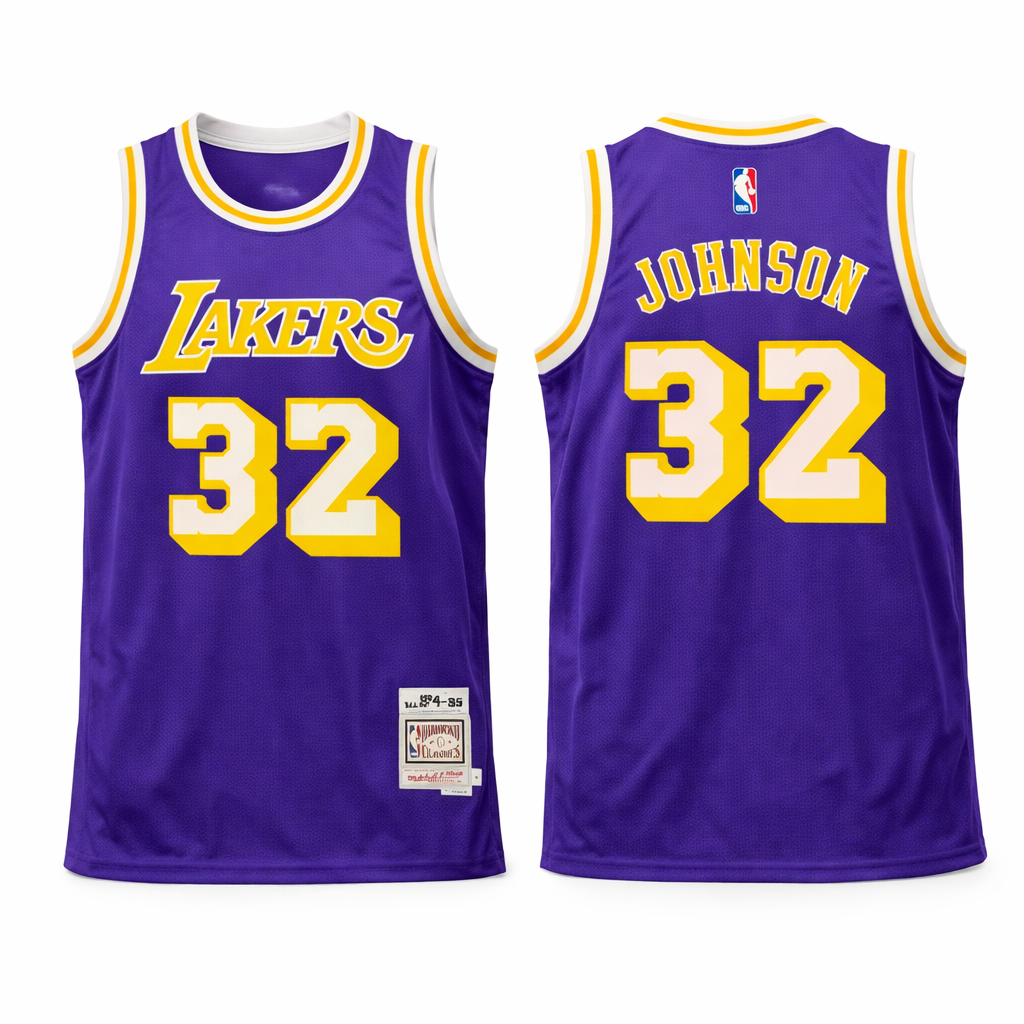 LA Lakers Pánsky Retro Basketbalový Dres, Johnson. Retro Hardwood Classics, Fialový