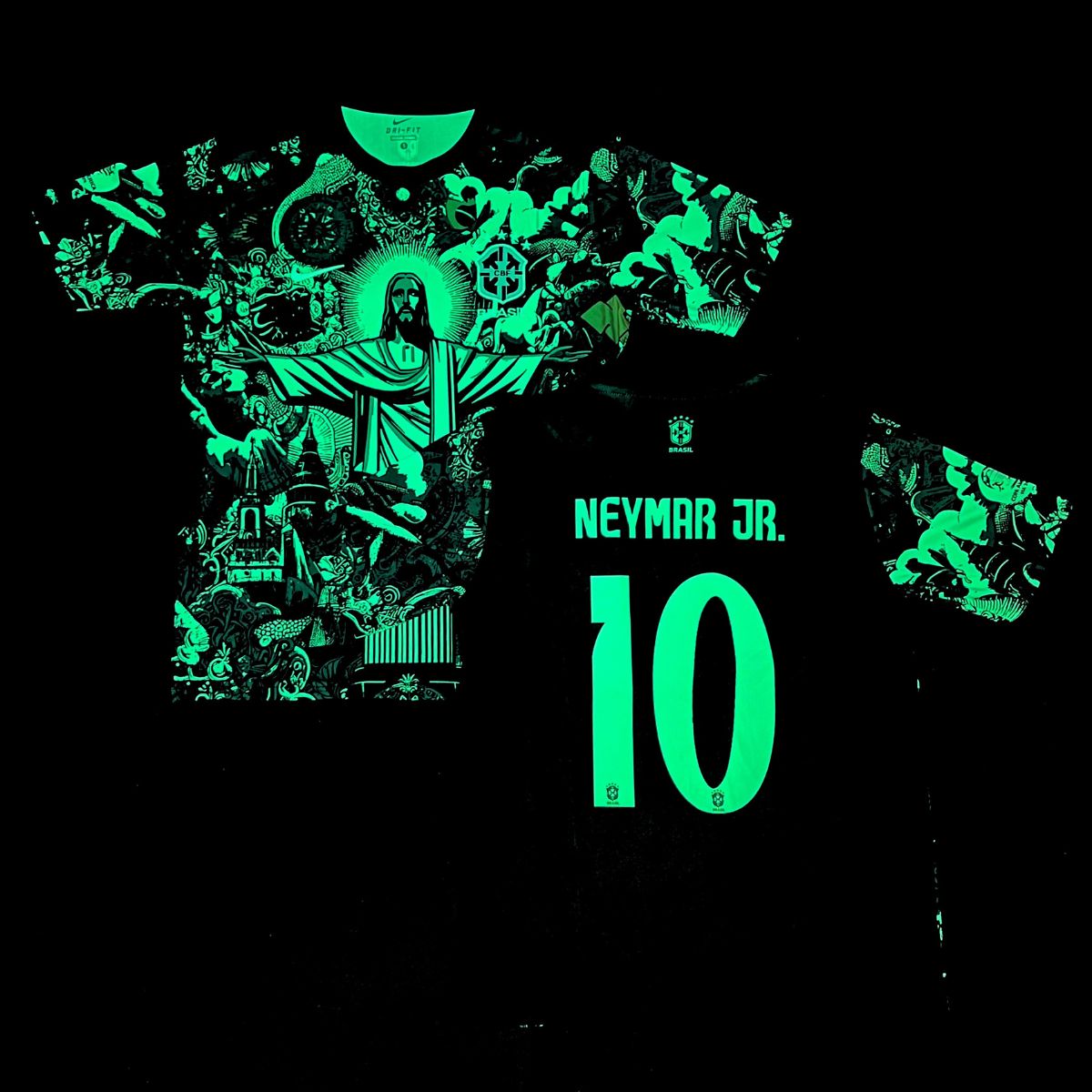 Pánsky fluorescenčný dres Brazília, Neymar. Neónovo zelená edícia 2025