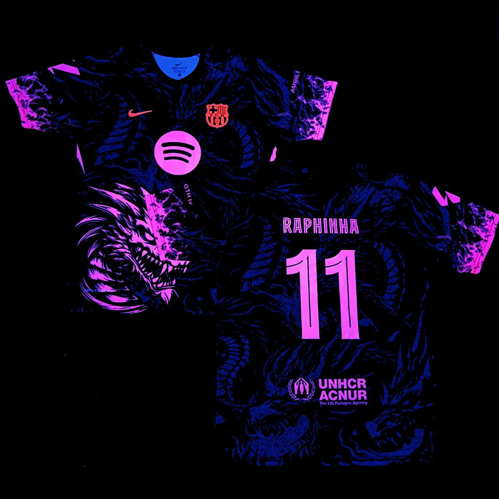 Pánsky fluorescenčný dres Barcelona, Raphinia. Neonovo ružová dračia edícia