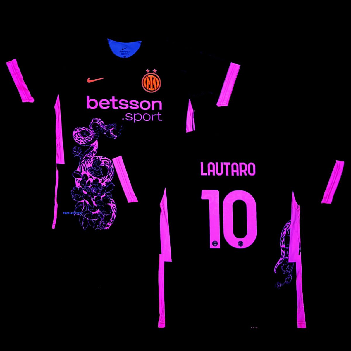 Pánsky fluorescenčný dres Inter, Lautaro. Neonovo ružová hadia edícia